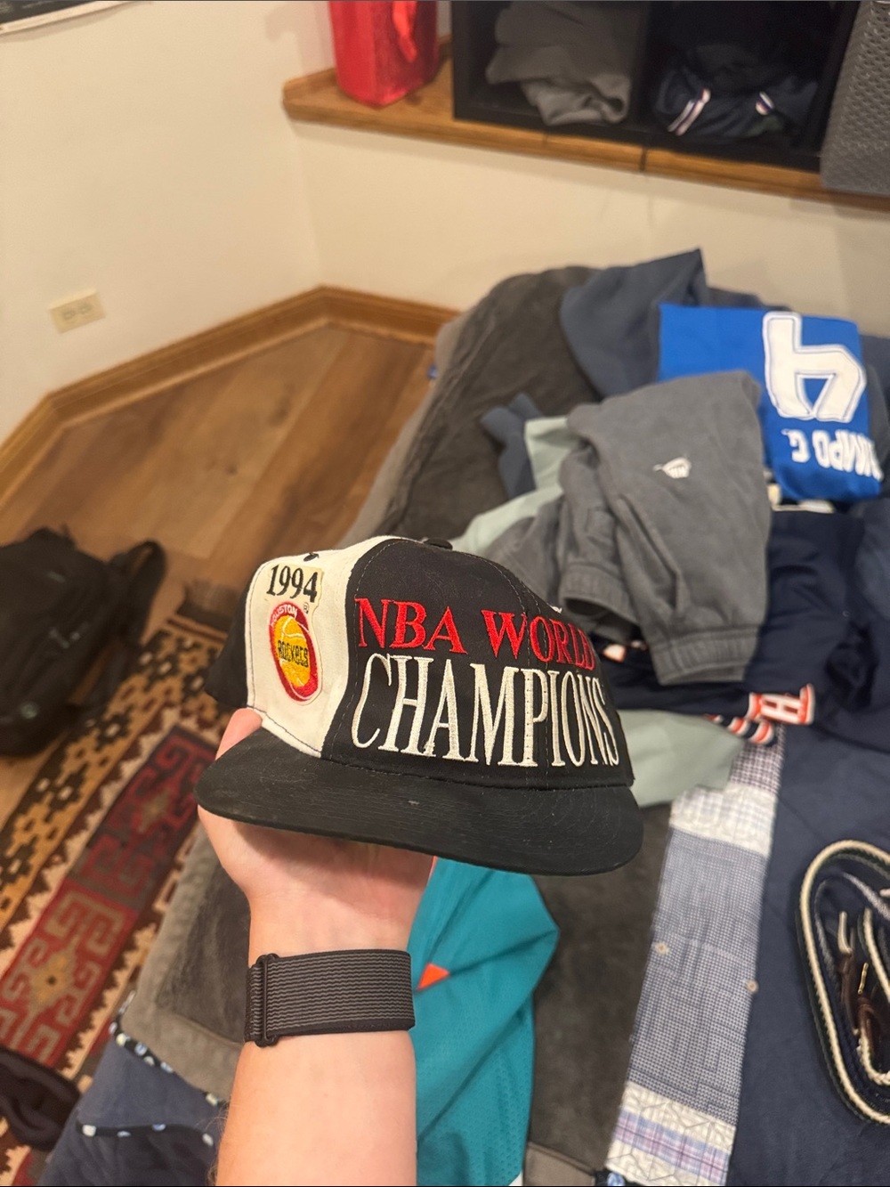 STARTER Black & White NBA World Champions 1994 Snapback Hat